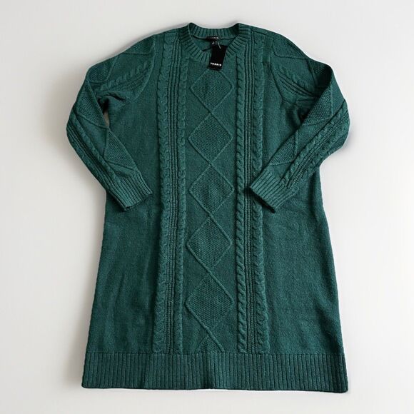 Torrid Cable Knit Dress Women's Size 2 2X Green Soft Stretch Holiday Work NEW - Picture 1 of 7